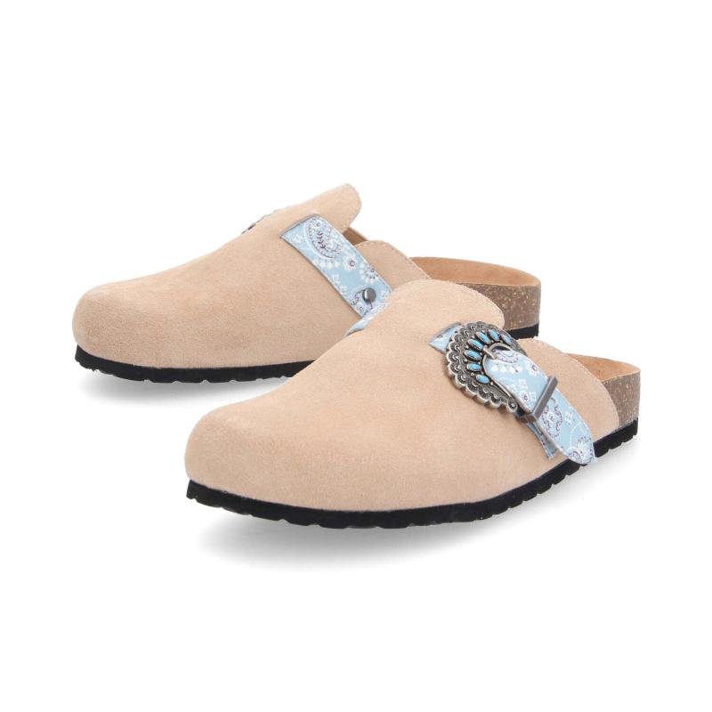 PALOMA CLOG W - SUEDE/WEST - BEIGE/BLEU